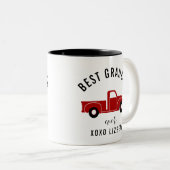 Beste opa ooit rode  truck tweekleurige koffiemok (Voorkant rechts)