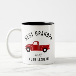 Beste opa ooit rode  truck tweekleurige koffiemok