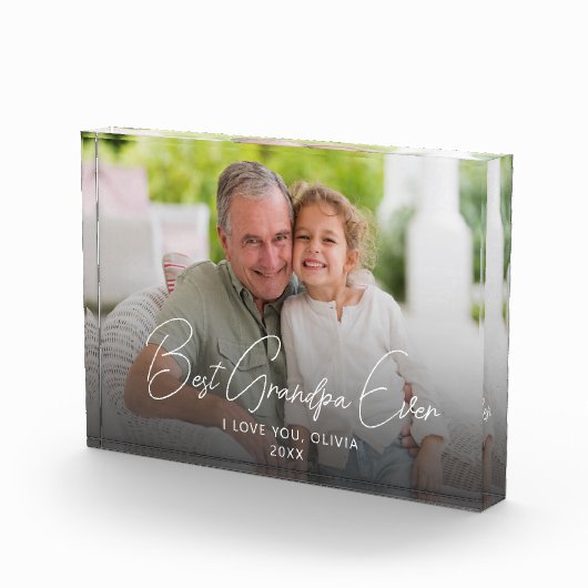 Beste opa ooit Schattige kleinkind Keepsake Fotoblokken (Rechts)