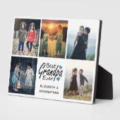Beste opa ooit script Blue Heart Photo Collage Fotoplaat (Zijkant)
