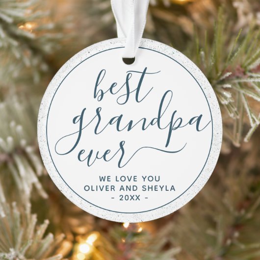 Beste Opa Ooit Script Foto op Achterkant Aandenken Ornament (Boom)