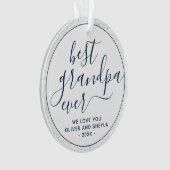 Beste Opa Ooit Script Foto op Achterkant Aandenken Ornament (voorkant)