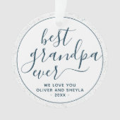 Beste Opa Ooit Script Foto op Achterkant Aandenken Ornament (voorkant)