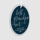 Beste opa ooit script foto op achterkant Keepsake  Ornament (voorkant)