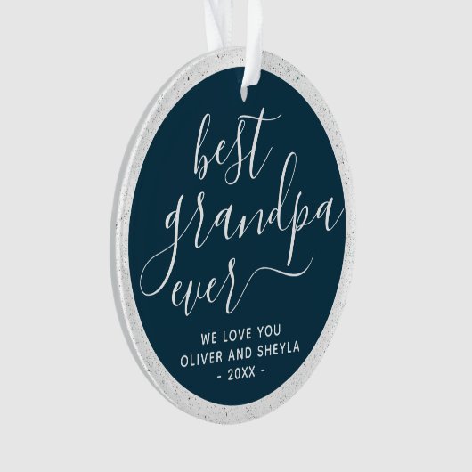 Beste opa ooit script foto op achterkant Keepsake  Ornament (voorkant)