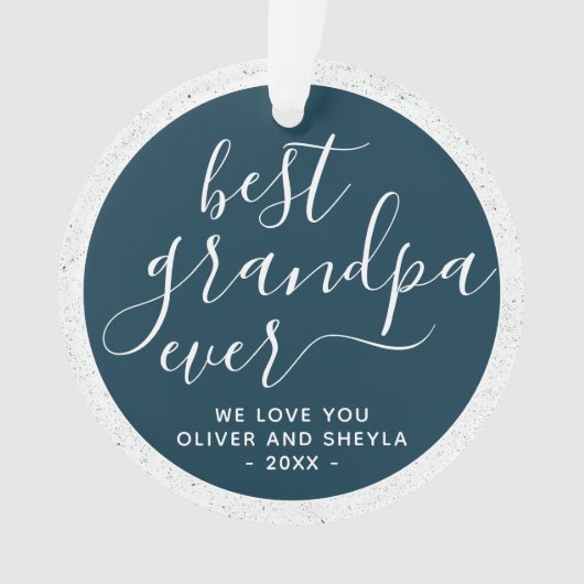 Beste opa ooit script foto op achterkant Keepsake  Ornament (voorkant)