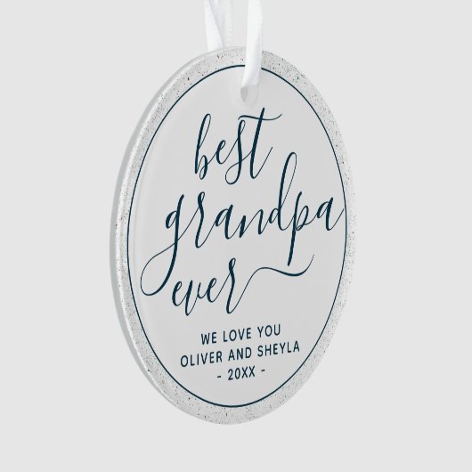 Beste opa ooit script foto op achterkant Keepsake Ornament (voorkant)