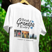 Beste Opa Ooit Script Naam 3 Photo Collage Gift T-shirt