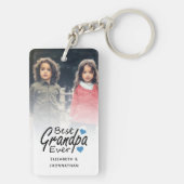 Beste opa ooit scriptnaam blauw hart en foto sleutelhanger (achterkant)