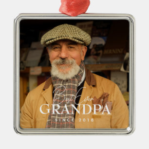 Beste Opa Ooit Sinds 20XX Eenvoudige Elegante Foto Metalen Ornament