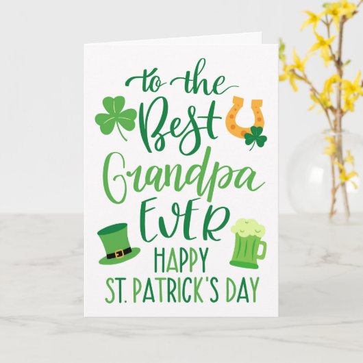Beste opa ooit St Patrick's Day Typografie Kaart (Gele Bloem)