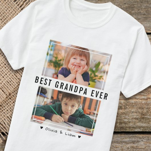 Beste opa ooit twee gepersonaliseerde foto's cadea t-shirt