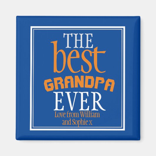 Beste Opa Ooit Typografie Blauw Magneet (Voorkant)