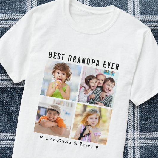 Beste Opa Ooit Vier Foto Keepsake Gift T-shirt