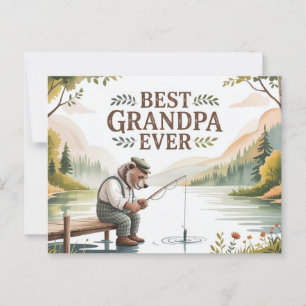 Beste Opa Ooit Vissende Beer Illustratie Briefkaart