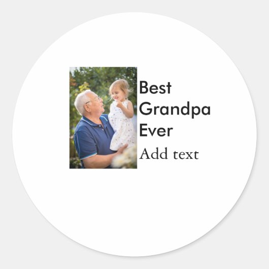 Beste opa ooit voeg fotonaam klassiek elegant toe ronde sticker (Voorkant)