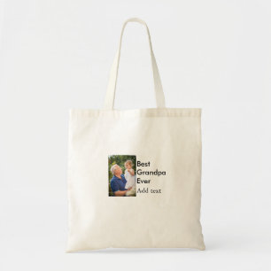 Beste opa ooit voeg fotonaam klassiek elegant toe tote bag