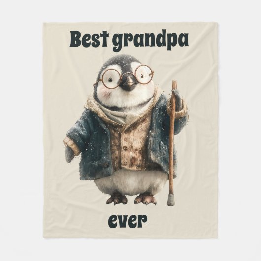 Beste Opa Ooit Winterpinguïn Fleece Deken (Voorkant)