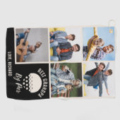 Beste opa op basis van Par, aangepast 5 fotocollag Golfhanddoek (Horizontaal)