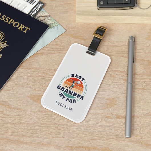 Beste opa op de foto van Par Retro Golfing Fathers Bagagelabel