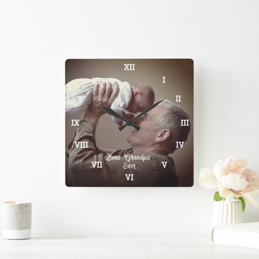 Beste opa op maat Foto Creëer Uw eigen Pop Vierkante Klok (Huis)