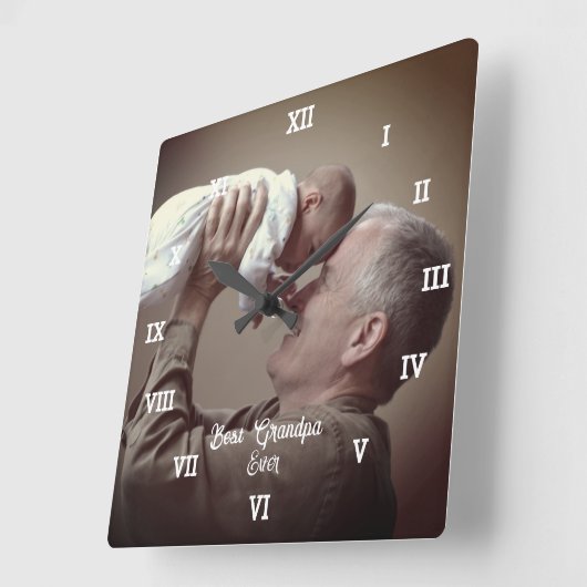 Beste opa op maat Foto Creëer Uw eigen Pop Vierkante Klok (Hoek)
