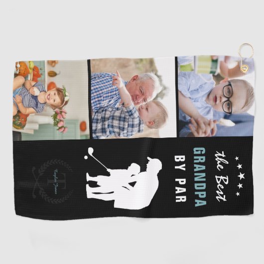 Beste opa op transactiebasis | Monogram fotocollag Golfhanddoek (Horizontaal)