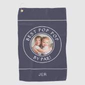 Beste Opa Opa Bij Par Foto Blauw Golfhanddoek (Voorkant)