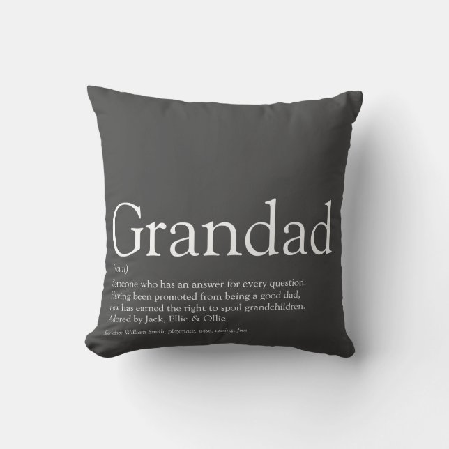 Beste Opa Opa Definitie Grijs Kussen (Voorkant)