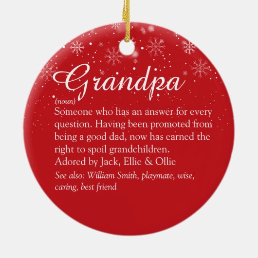 Beste Opa Opa Definitie Kerstmis Keramisch Ornament (Achterkant)