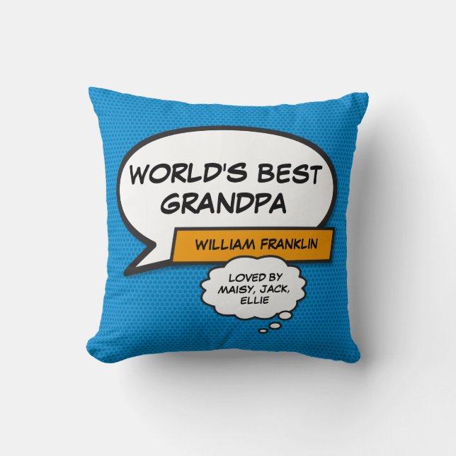 Beste Opa Opa Leuke Koele Blauwe Ter Wereld Kussen (Voorkant)