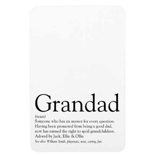 Beste Opa, Opa, Papa Definitie Magneet (Verticaal)