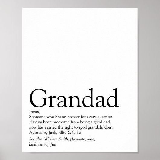 Beste Opa, Opa, Papa Definitie Ooit Poster (Voorkant)