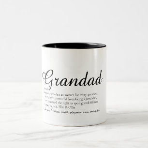 Beste Opa, Opa, Papa Definitie Script ooit Tweekleurige Koffiemok