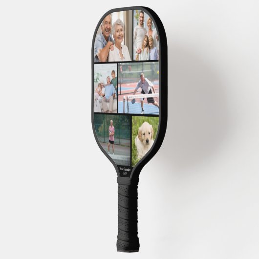 Beste opa pa Ever Foto Collage Black Pickleball Paddle (Links)