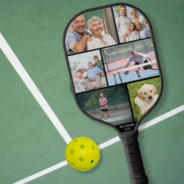 Beste opa pa Ever Foto Collage Black Pickleball Paddle