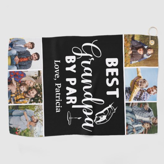 Beste opa, Par Custom 6 Foto Vaderdag Golfhanddoek (Horizontaal)