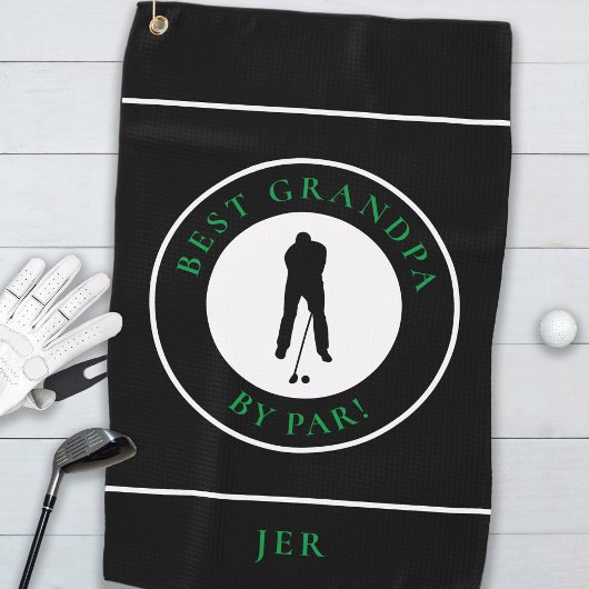 Beste opa, Par Golfer Monogram Sports Black Golfhanddoek