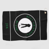 Beste opa, Par Golfer Monogram Sports Black Golfhanddoek (Horizontaal)