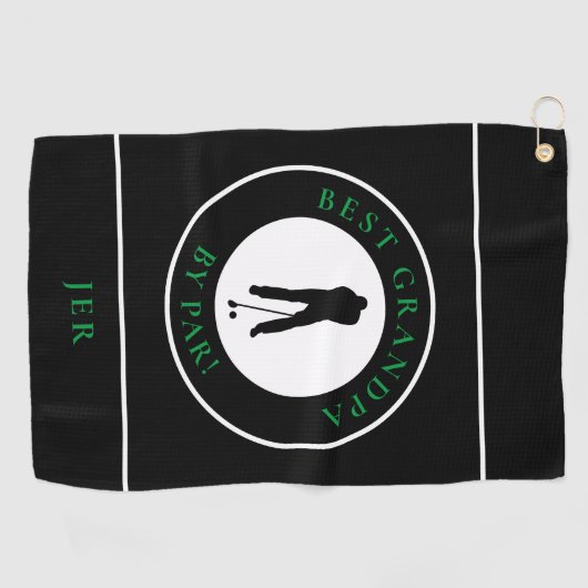 Beste opa, Par Golfer Monogram Sports Black Golfhanddoek (Horizontaal)