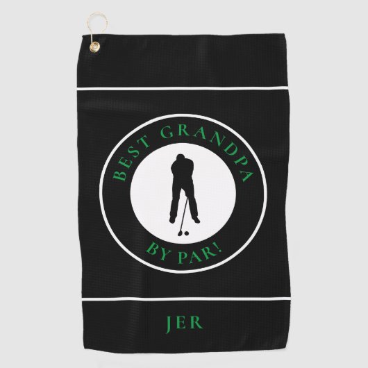 Beste opa, Par Golfer Monogram Sports Black Golfhanddoek (Voorkant)
