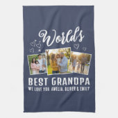 Beste Opa ter Wereld Aangepaste 3 Foto Collage Theedoek (Verticaal)