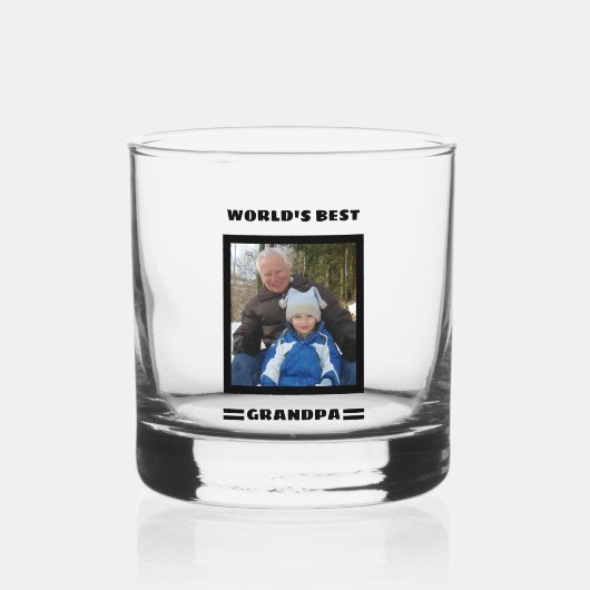 Beste opa ter wereld aangepaste foto gepersonalise whisky glas (Voorkant)