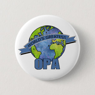Beste Opa ter Wereld Ronde Button 5,7 Cm