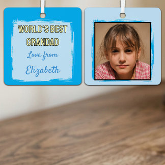 Beste opa van de wereld 1 foto blauw metalen ornament