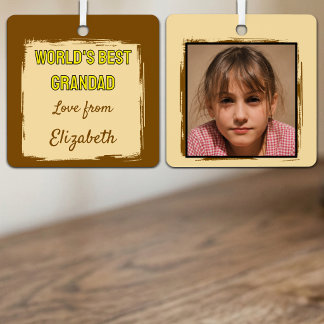 Beste opa van de wereld 1 foto bruin metalen ornament