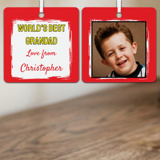 Beste opa van de wereld 1 foto rood metalen ornament