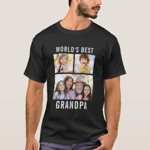 Beste Opa van de Wereld 3 Foto Collage Tekst Zwart T-shirt