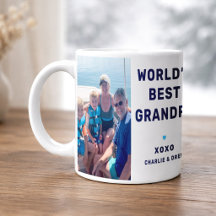 Beste Opa van de Wereld Modern Navyblauw Twee Foto