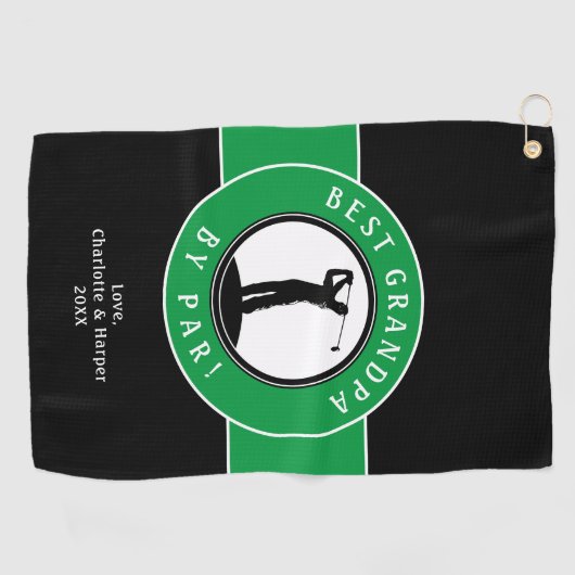 Beste Opa van Par Elegant Sport Golfer Custom Golfhanddoek (Horizontaal)